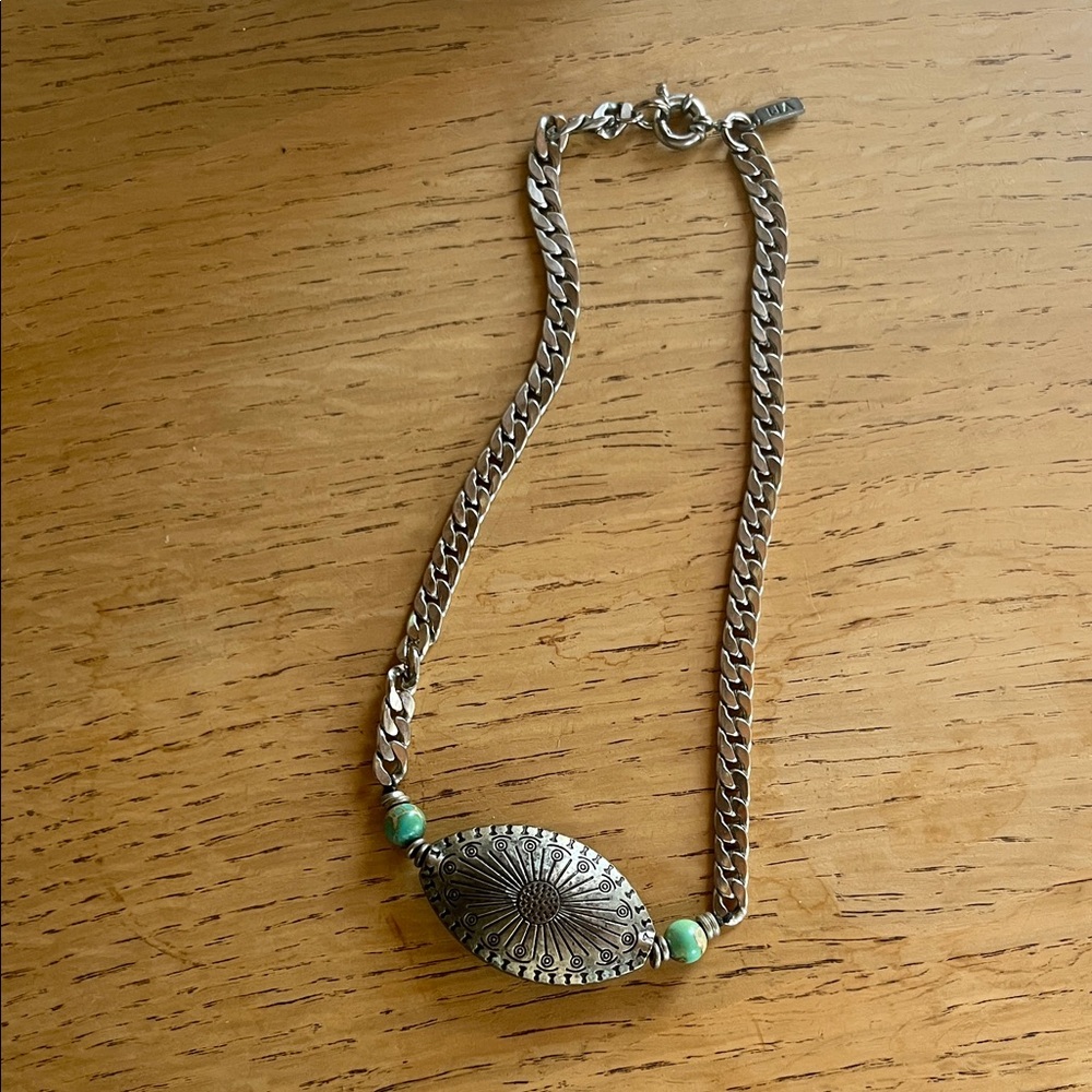 Vanessa Mooney Silver Necklace with Turquoise Accents